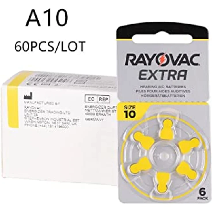 Rayovac Extra Advanced Zink Luft Hörgerätebatterie, 10er Pack, mit 60 Batterien, Geeignet für Hörgeräte Hörhilfen Hörverstärker, Gelb – Bild 3