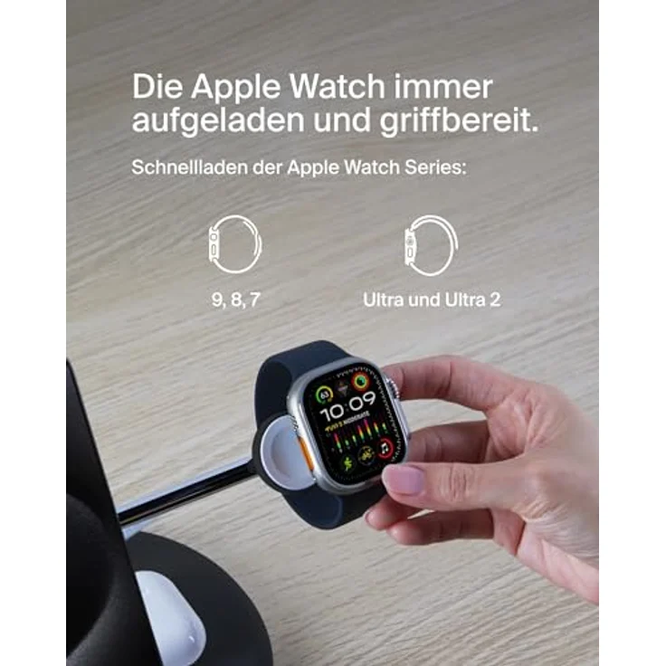 Belkin Kabellose 3-in-1-Ladestation mit MagSafe-kompatiblem Qi2, 15 W, Wireless Charger, Schwarz – Bild 4