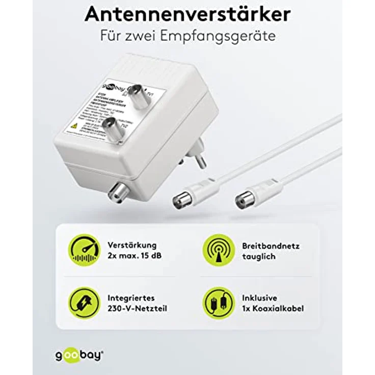 Goobay Zweigeräte-Antennenverstärker 1 In 2 Out – Bild 2