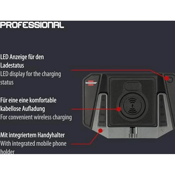 Brennenstuhl Professional Wireless Charging Pad WCP (Induktive Ladestation 10W mit Handyhalter, montierbar, Magnete an der Rückseite, inkl. USB C Kabel) – Bild 2
