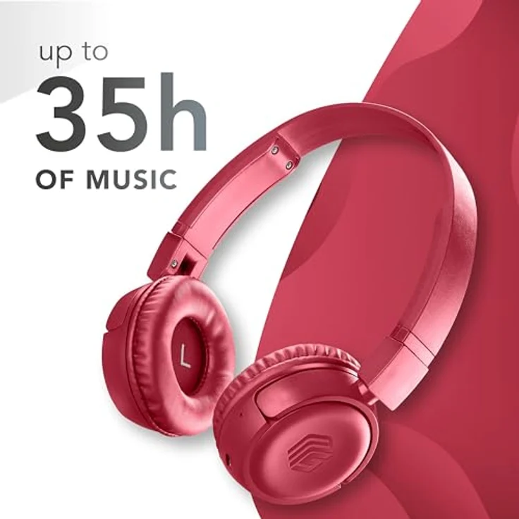 Music Sound Vibed, Kabellose Kopfhörer für Anrufe und Musik, Rot, 220 g – Bild 6
