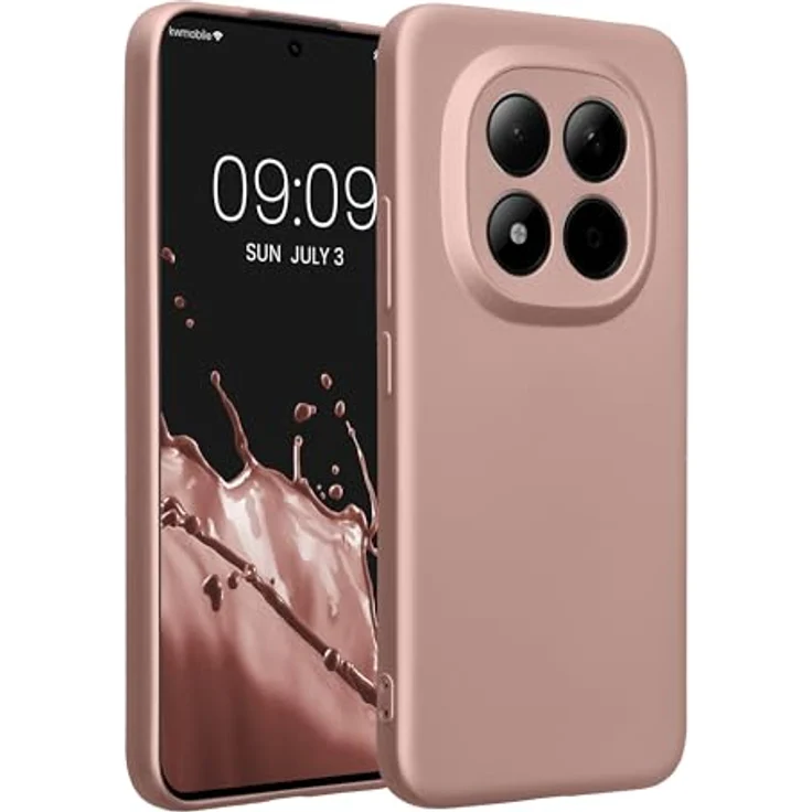 kwmobile Handyhülle für Xiaomi Redmi Note 15 Pro+ 5G / Poco M8 Pro 5G, weiche Silikon Case in Metallic Rosegold, rutschfest und reißfest mit präzisen Kameralöchern – Bild 1