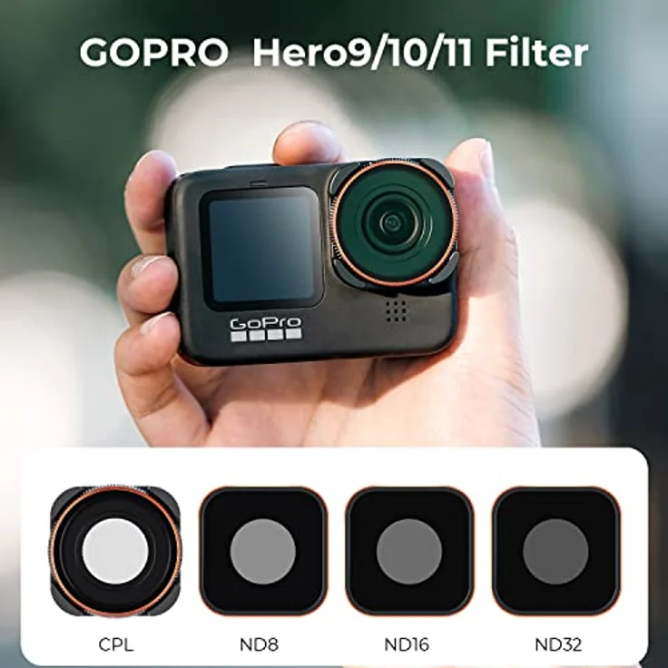 K&F Concept Standard Day - 4 Pack Filtersets(ND8, ND16,ND32,CPL) für GoPro Hero12 Black, Hero11, Hero10, Hero9 Black - GimbalSafe, optisches Glas, Bajonettdesign – Bild 2