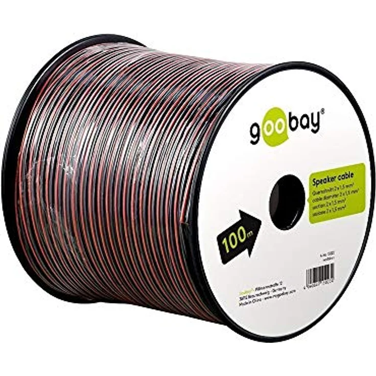 Goobay 15023 Lautsprecherkabel 2x1,5 mm² CCA Litze / Boxenkabel Audio Kabel Meterware / Speaker Cable Litzenkabel Audiokabel / Subwoofer Kabel / Rot Schwarz / 100m – Bild 2
