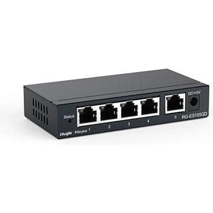 Ruijie 5-Port Gigabit unmanaged Switch, RJ45 Ports mit 1000 Mbit/s, robustes Stahlgehäuse – Bild 3