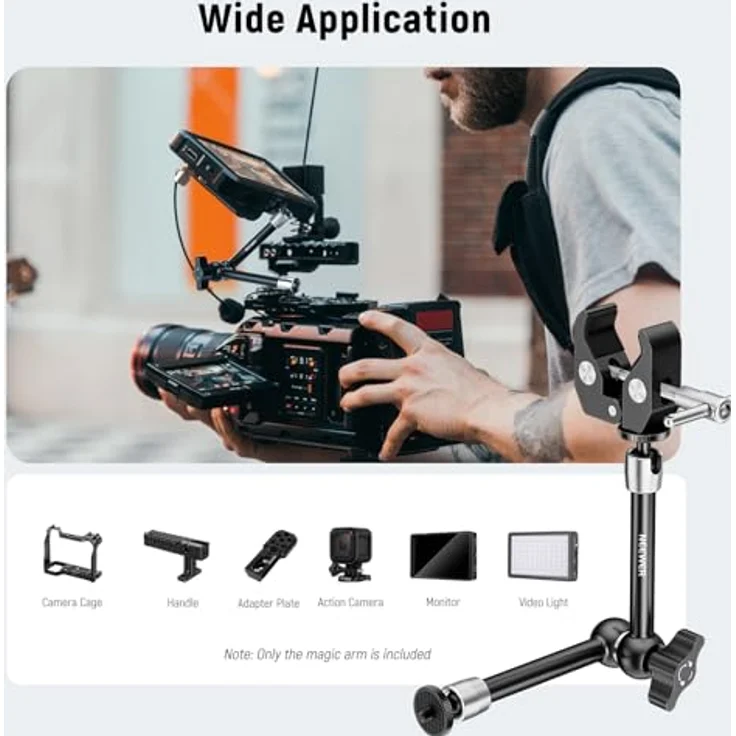 Neewer verstellbarer magischer Arm mit Superklemme, Tragkraft bis 2 kg, kompatibel mit Blitz/LED/Mikrofon/Monitor und SmallRig-Kamerakäfig – Bild 2