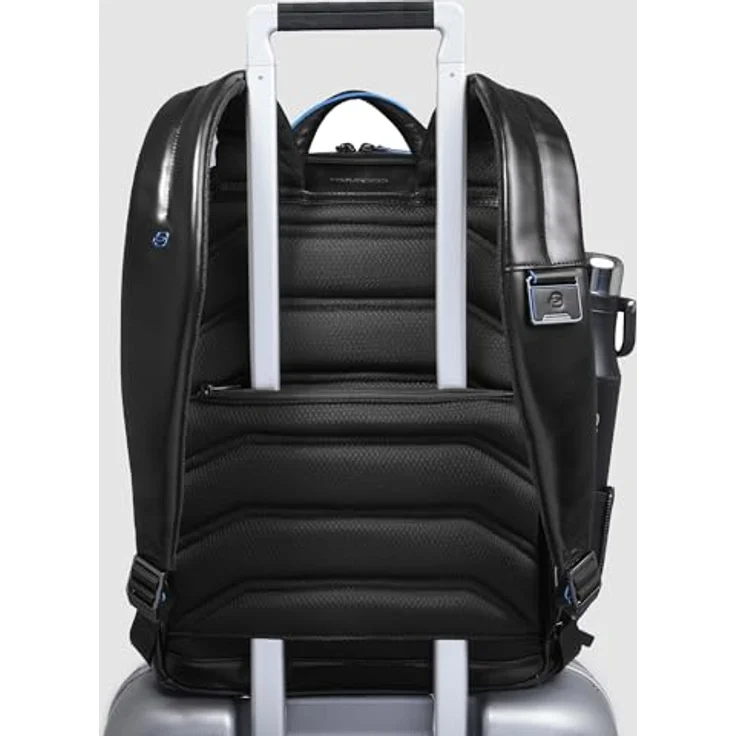 Piquadro Blue Square Rucksack aus Leder, 39 cm mit Laptopfach, schwarz – Bild 3