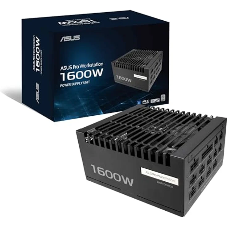 ASUS PRO WS 1600P, 1600 W PC Netzteil mit 80 PLUS Platinum-Zertifizierung, modularem Kabelmanagement, schwarz – Bild 1