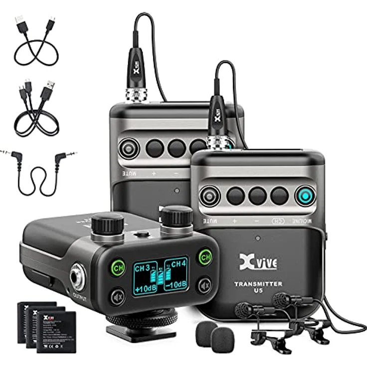Xvive U5 Wireless Audio System mit Lavalier Mikrofon, Bundle mit 2x Sender – Bild 1