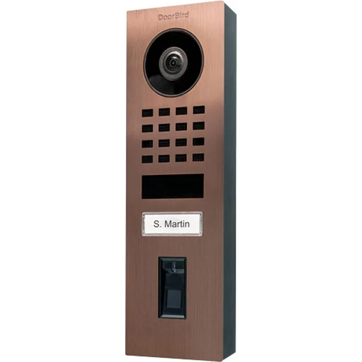 DoorBird D1101FV, IP Video Türstation mit 1080p, 180° Ultra-Weitwinkel, Edelstahl V2A in Bronze-Optik, Fingerabdruckleser, Geofencing