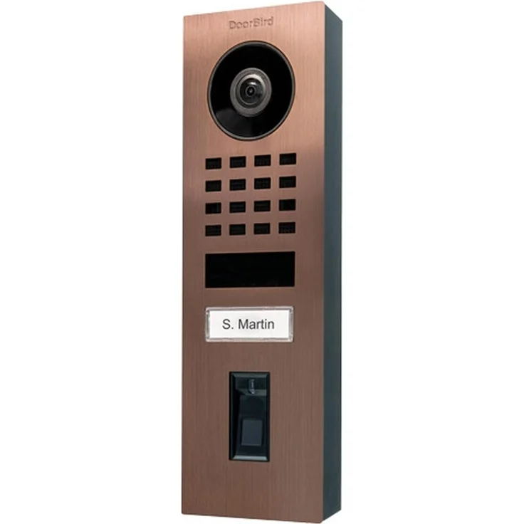 DoorBird D1101FV, IP Video Türstation mit 1080p, 180° Ultra-Weitwinkel, Edelstahl V2A in Bronze-Optik, Fingerabdruckleser, Geofencing