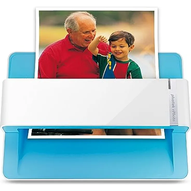 Plustek ePhoto Z300, Dokumentenscanner mit automatischer Scanfunktion und Bildbearbeitungssoftware, weiß/blau