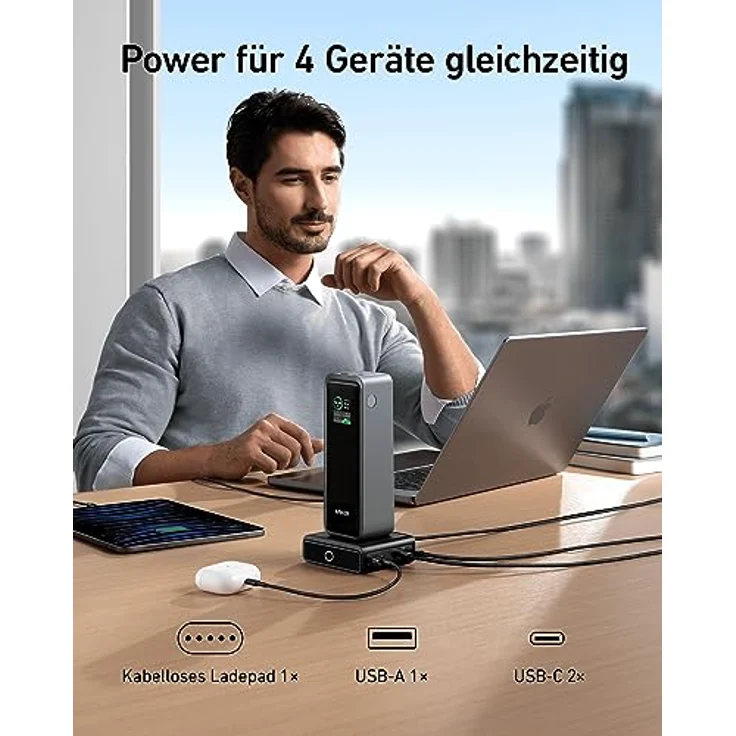 Anker Ladestation für Anker Prime Powerbank, 100W Schnellladeleistung mit 4 Anschlüssen, für MacBook Pro/Air-Serie, iPhone 14/13-Serie, Galaxy, Pixel, AirPods und mehr (Powerbank separat erhältlich) – Bild 5