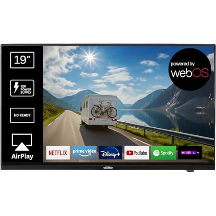 Reflexion LDDX19IBT Black, 19 Zoll Smart TV mit integriertem DVD-Player, geeignet für Caravan 12/24/230 Volt