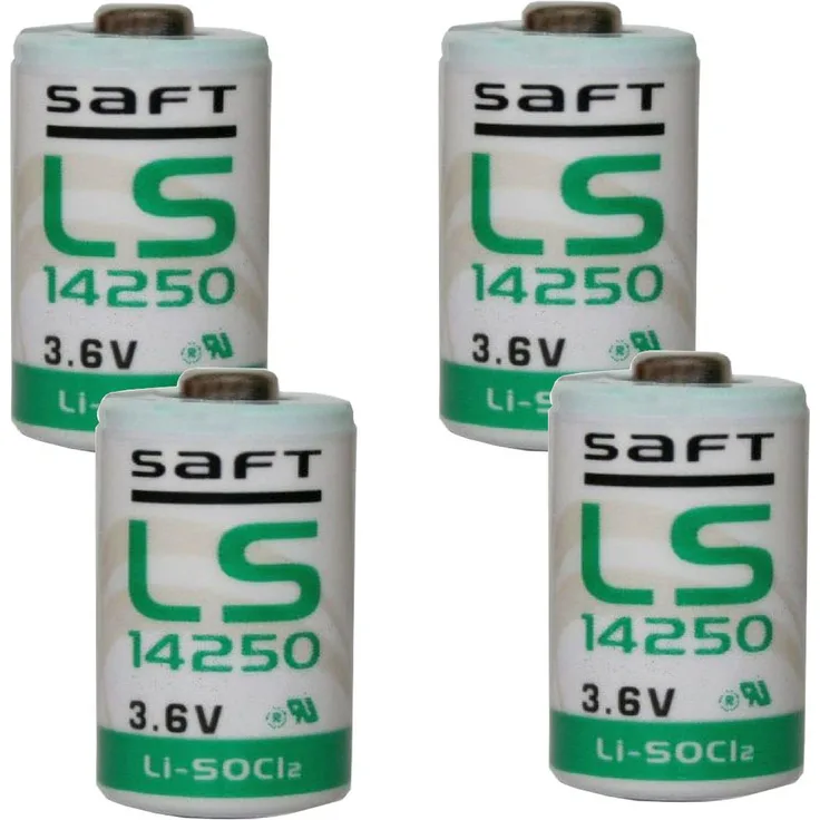SAFT 4x Lithium Batterie LS14250 1/2AA 3,6V, 1200mAh Li-SOCl2