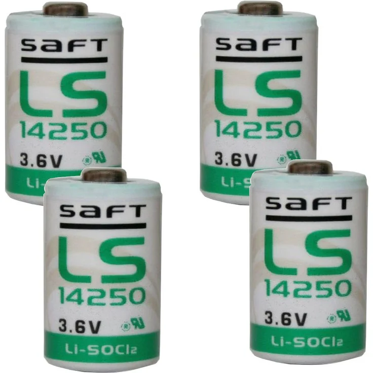 SAFT 4x Lithium Batterie LS14250 1/2AA 3,6V, 1200mAh Li-SOCl2
