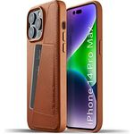 Mujjo Lederhülle für iPhone 14 Pro Max | Schutzhülle mit Kartenhalter, Premium-Leder, Wallet Phone Case, Japanische Mikrofaser, Goldbewertung, Satte Farben