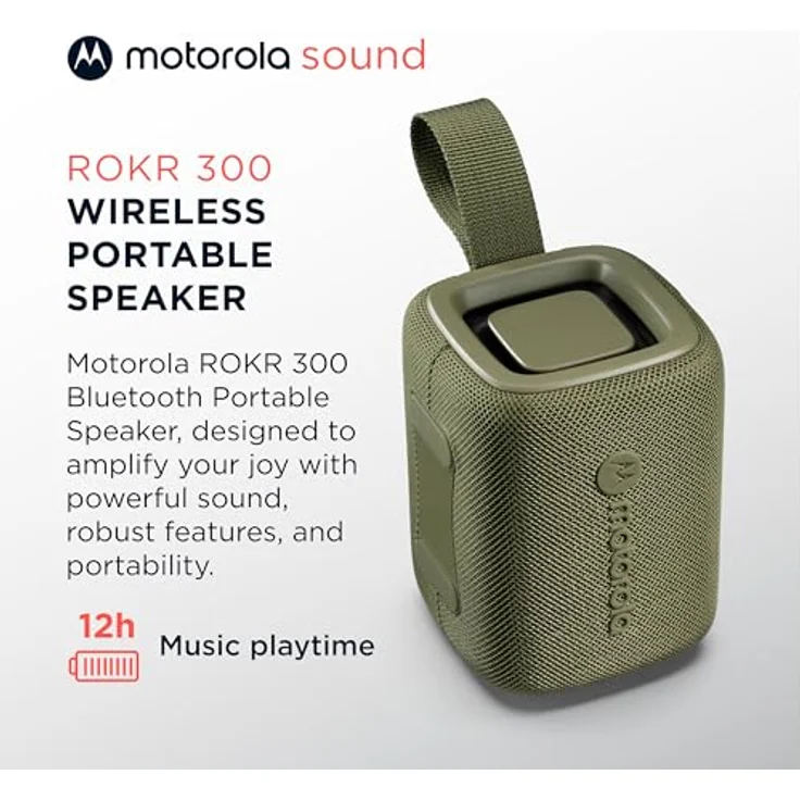 Motorola Sound ROKR 300, Tragbarer Bluetooth 5.3-Lautsprecher mit 7 W, IP67 wasser- und staubbeständig, 12 Stunden Akkulaufzeit, Grün – Bild 2