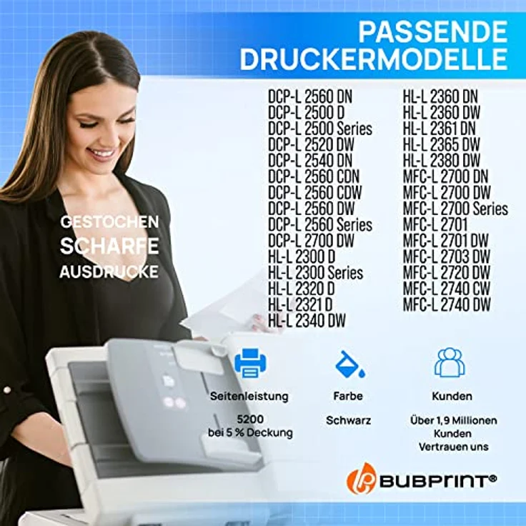 Bubprint XXL Toner kompatibel mit Brother TN-2320 TN-2310, hohe Druckqualität, Schwarz – Bild 2