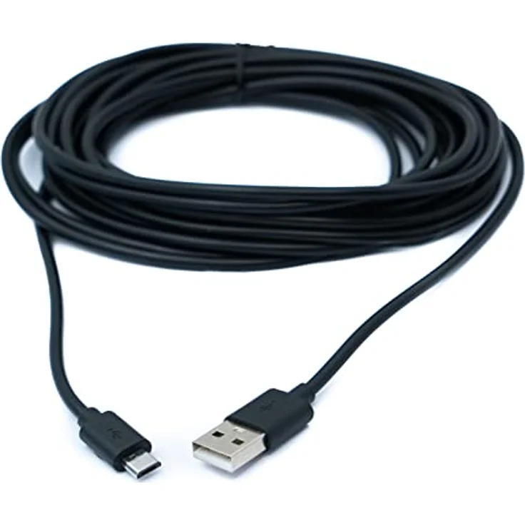 System-S USB 2.0 Kabel 5 m Micro B Stecker zu Typ A Stecker Ladekabel 5m Schwarz – Bild 1