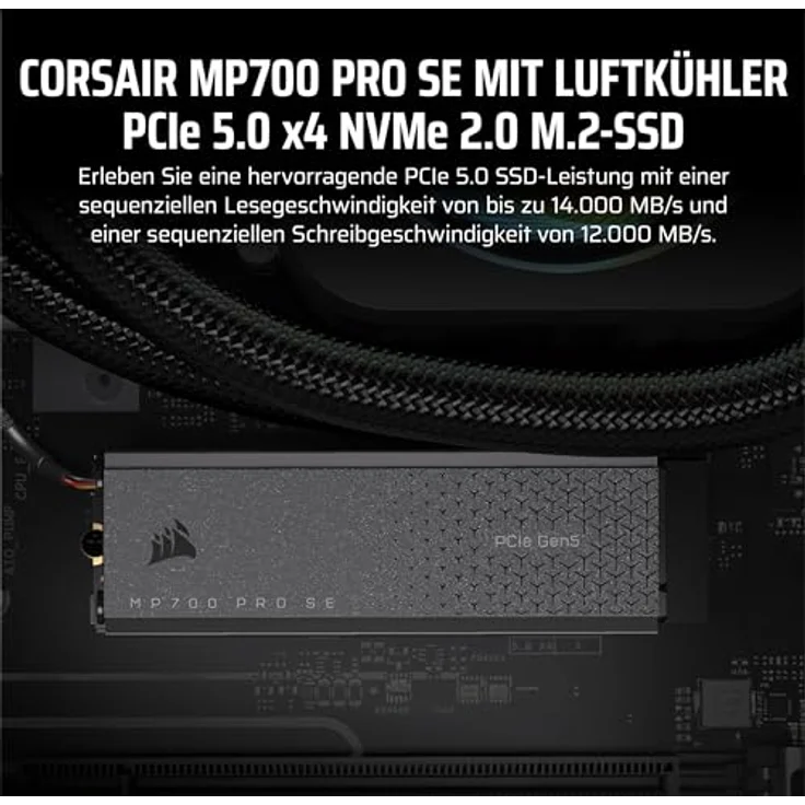 Corsair MP700 PRO SE 4TB PCIe 5.0 x4 NVMe 2.0 M.2 SSD – Bis zu 14.000 MB/s. Sequentielles Lesen – Schwarz – Bild 2