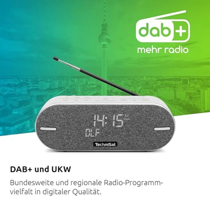 TechniSat DIGITRADIO BT 2 - tragbarer Premium-Bluetooth-Lautsprecher mit DAB+ Digitalradio (UKW, Uhr, Wecktimer, Wasserabweisendes Gehäuse, Favoritenspeicher, AUX-in, Akku, 20 Watt) lichtgrau – Bild 2