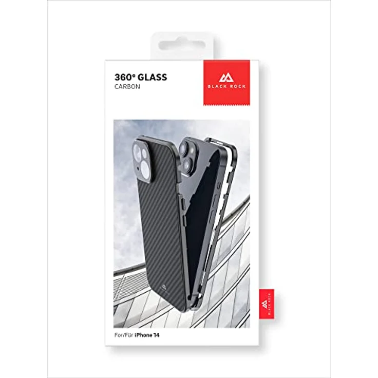 Black Rock - Hülle 360 Grad Glass Case Passend für Apple iPhone 14 I Carbon Handyhülle, Karbon Rückseite (Transparent mit schwarzem Rahmen) – Bild 3