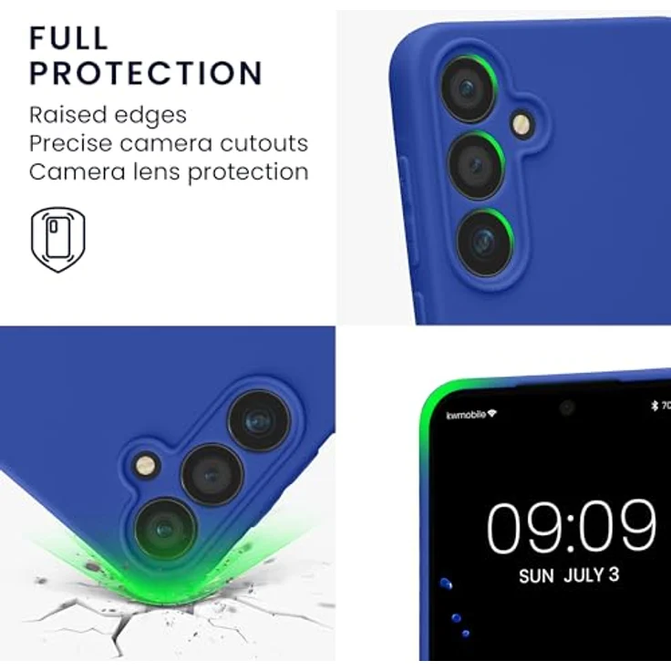 kwmobile Handyhülle für Samsung Galaxy A55 5G - weiches Silikon Case in Baltik Blau, rutschfest und schützend mit präzise ausgeschnittenen Kameralöchern – Bild 3