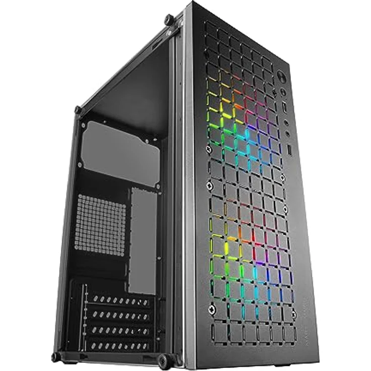 Mars Gaming MC-CORE, Ultrakompaktes MicroATX Gaming-Gehäuse, Metall-Mesh Frontdesign, 2x FRGB 120mm Lüfter, Vollfenster, USB 3.0, Schwarz – Bild 1