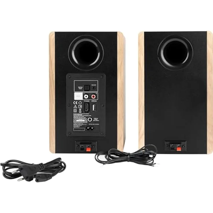 Thomson WS902DUO, Bluetooth 2 Regallautsprecher in Holz braun, 150 W, mit TV-Audio-, optischem und RCA-Eingang, Höhen- und Basseinstellungen – Bild 5