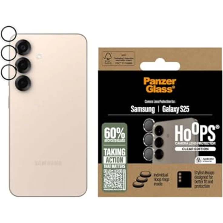 PanzerGlass Hoops™ Transparent Lens Protector für Samsung Galaxy S25, kratz- und stoßfester Kameraschutz mit anpassbarem Design – Bild 2