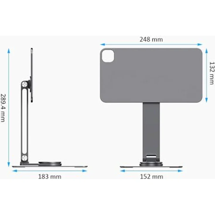 smart things Magnetische Halterung für iPad Pro 11" (M5 & M4), höhenverstellbar mit Rotationsfunktion, anthrazit – Bild 3