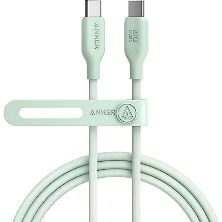 Anker 543 USB C auf USB C Kabel (100W, 180cm), USB 2.0 Umweltfreundliches Bio-Kabel, Kompatibel mit MacBook Pro 2020, iPad Pro 2020, iPad Air 4, Samsung Galaxy S21, und mehr (in Naturgrün)