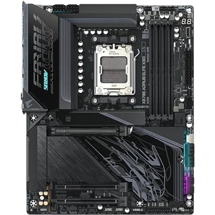 Gigabyte X870E Aorus Elite X AM5, ATX Mainboard mit 4x DDR5, 4x SATA, 4x M.2, Wi-Fi 7, Schwarz – Bild 2