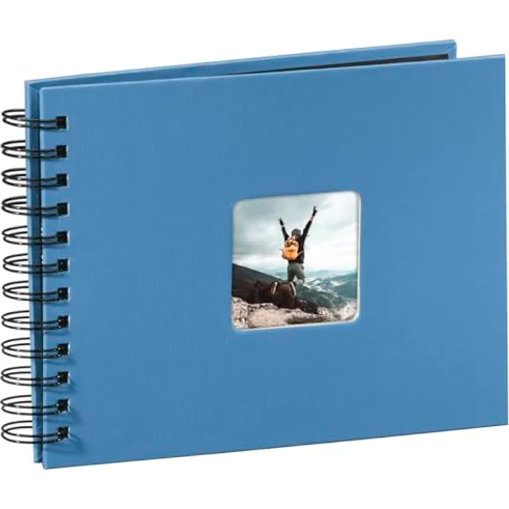 Hama Fotoalbum Spiralalbum, 50 schwarze Seiten, 25 Blatt, Größe 24 x 17 cm, mit Ausschnitt für Bildeinschub, Fotobuch azur – Bild 3