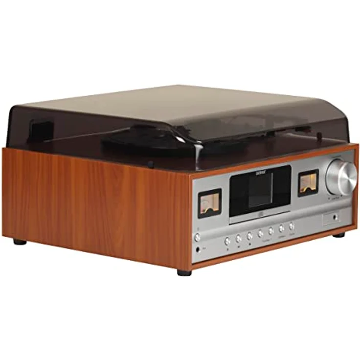Denver MRD-52LIGHTWOOD Retro Musiksystem - DAB+/FM Radio, Plattenspieler, CD-Player, Bluetooth, 2x5W Lautsprecherboxen, Holzoptik – Bild 3