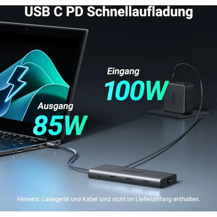 UGREEN Revodok Pro 210 USB C Docking Station Dual HDMI 10 IN 1 USB C Hub 2 HDMI, Gigabit Ethernet, PD 100W Schnellladen, SD/TF Kartenleser, Schwarz – Bild 5