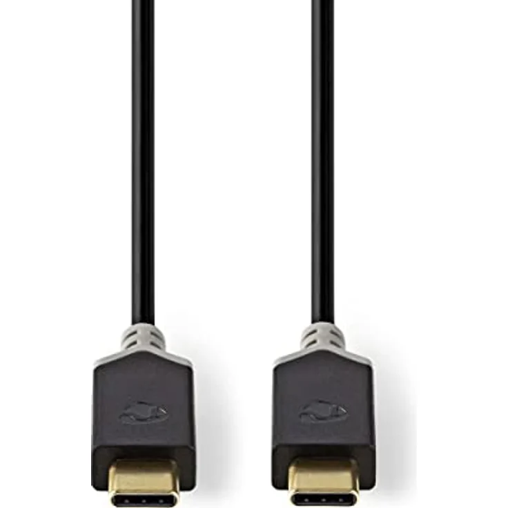 Nedis USB-Kabel USB 3.2 Gen 1, USB-C Stecker auf USB-C Stecker, 60 W, 4K@60Hz, 5 Gbps, vergoldet, 2.00 m, rund, PVC, schwarz, Box – Bild 3
