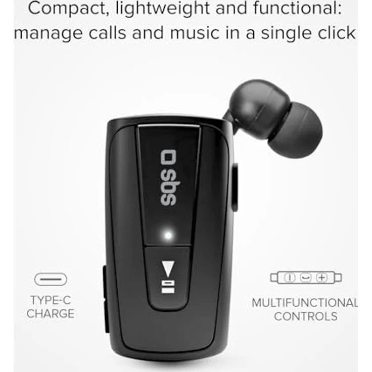 SBS Bluetooth Kopfhörer aufwickelbar Bluetooth Kopfhörer mit 7 Stunden Laufzeit, Multipoint-Technologie & Mikrofon Funkkopfhörer in schwarz für Apple iPhone Handy – Bild 7