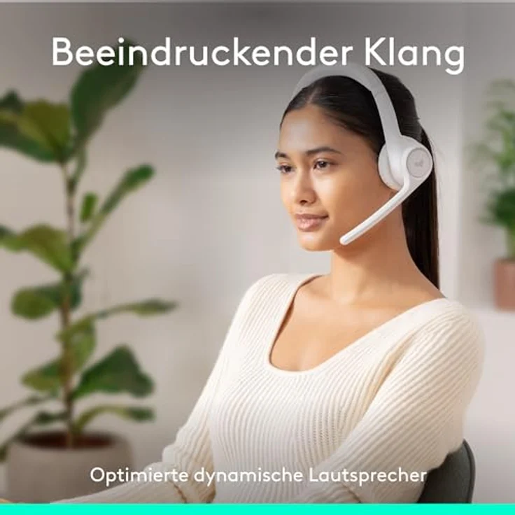 Logitech Zone 300 Wireless Bluetooth Headset mit Mikrofon inkl. Geräuschunterdrückung - Grauweiß, kompatibel mit Windows, Mac, Chrome, Linux, iOS, iPadOS, Android – Bild 3