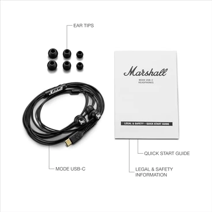 Marshall Mode USB-C In-Ear-Kopfhörer mit integriertem Mikrofon und Fernbedienung für Anrufe und Musik, schwarz – Bild 8