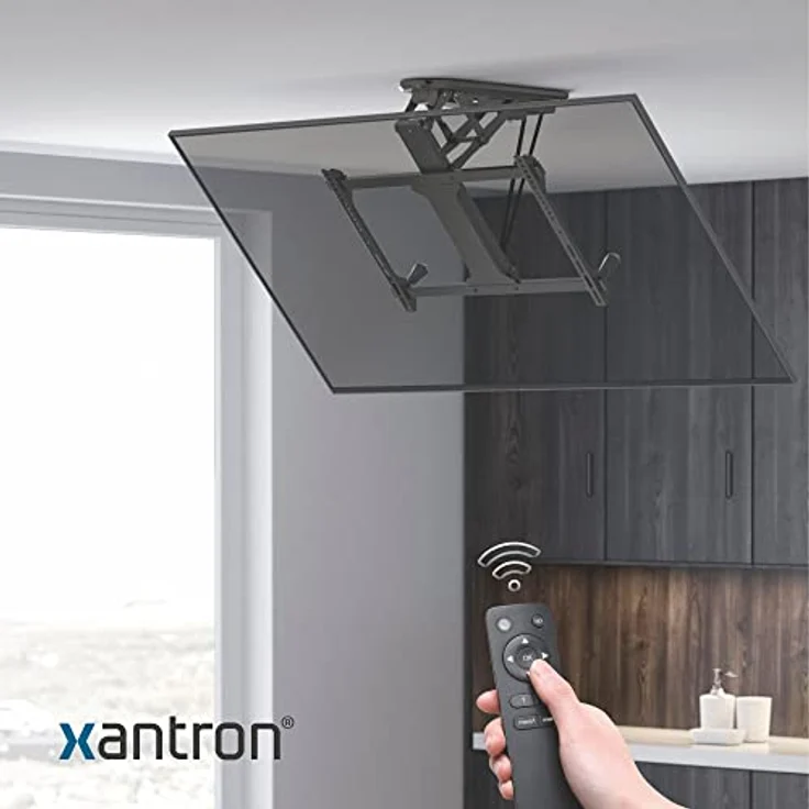 Xantron DEHA-600E elektrische TV Deckenhalterung neigbar klappbar für 32-70 Zoll, VESA bis 600x400 mm, bis 35 kg, schwarz – Bild 5