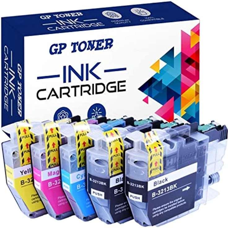 GP TONER LC3213 Druckerpatronen, kompatibel für Brother DCP-J572DW MFC-J491DW MFC-J497DW (2 Schwarz, 1 Cyan, 1 Magenta, 1 Gelb, 5 Pack)
