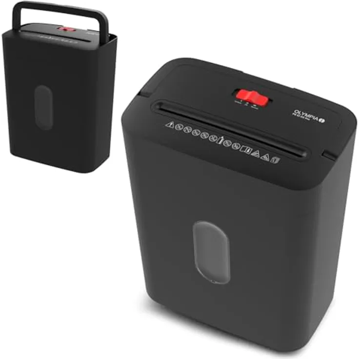 OLYMPIA PS 53 CC Pro Aktenvernichter, Partikelschnitt P-4, 4 x 38 mm, geeignet für bis zu 6 Blatt, schwarz mit 15,0 l Auffangbehälter