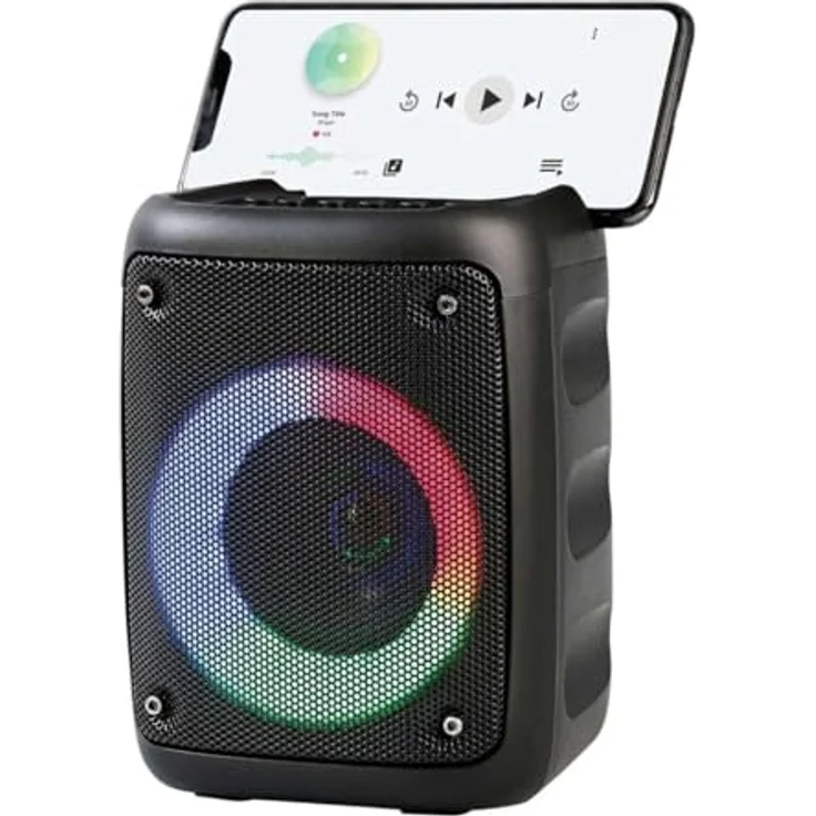 Rebeltec STAGE 180, Tragbarer Bluetooth-Lautsprecher mit RGB-Hintergrundbeleuchtung, 18W RMS, FM-Radio, USB, microSD, TWS-Funktion, schwarz – Bild 2