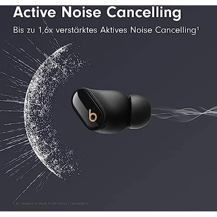 Beats Studio Buds + (2023) – Komplett kabellose Noise Cancelling In-Ear Kopfhörer, verbesserte Apple & Android Kompatibilität, eingebautes Mikrofon, Schweiß-beständige Bluetooth - Schwarz/Gold – Bild 2