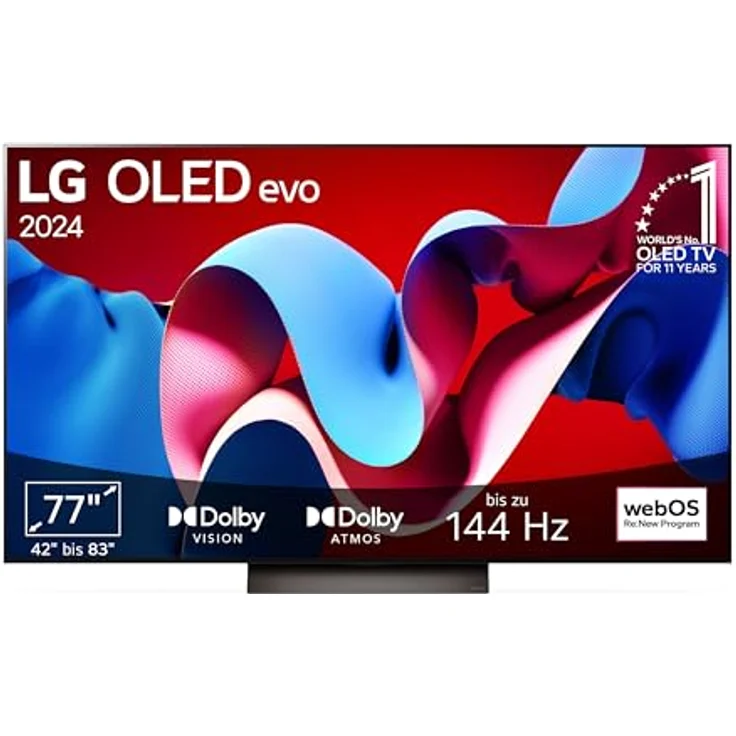 LG OLED77C47LA TV 77" OLED evo Fernseher mit α9 Gen7 4K AI-Prozessor, Dolby Vision, bis zu 120Hz [Modelljahr 2024] in Schwarz – Bild 1