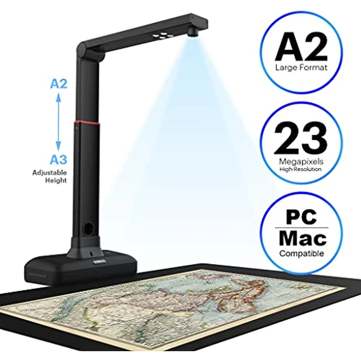 Viisan S21 A2 Overhead-Scanner für Großformatige Dokumente & Bücher bis DIN-A2, 23MP Auflösung, OCR Texterkennung, Twain - Windows & Mac – Bild 6