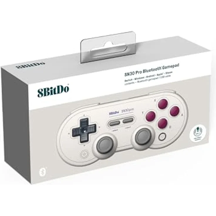 8bitdo SN30 Pro Gaming Controller, Bluetooth und USB-C, kompatibel mit Switch, Windows, Mac, Android, Weiss, 18h Akkulaufzeit – Bild 4
