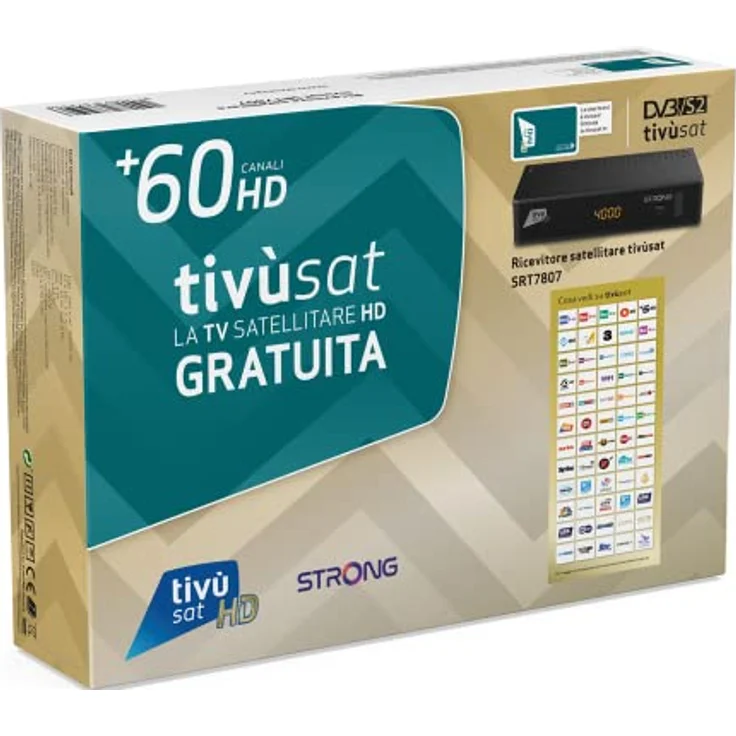 STRONG tivùsat HD SRT7807 Set-Top-Box, 2 Meter HDMI 2.1 Kabel, SmartCard, Schwarz – Bild 4
